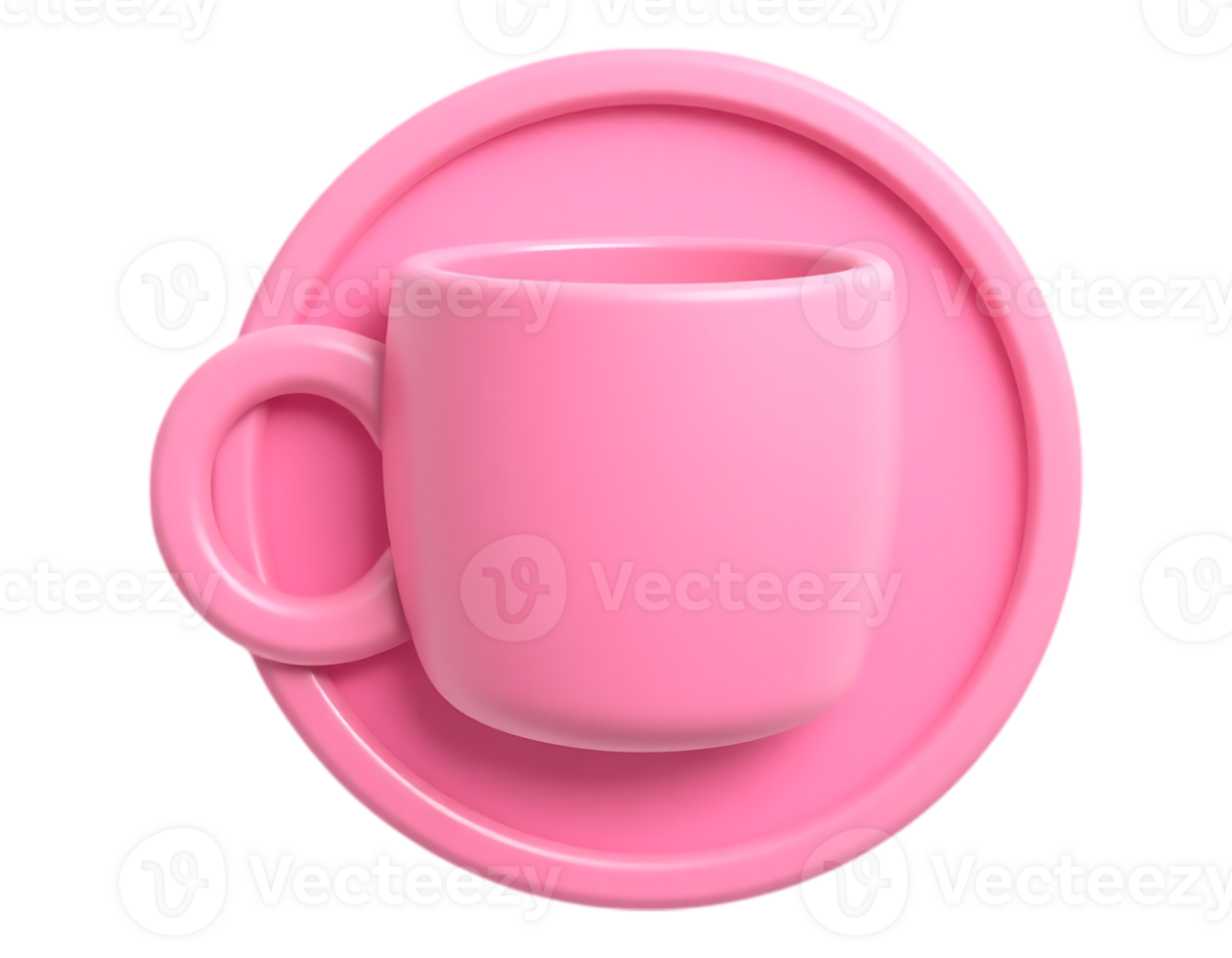 Pink 3D Cartoon Mug on Saucer png