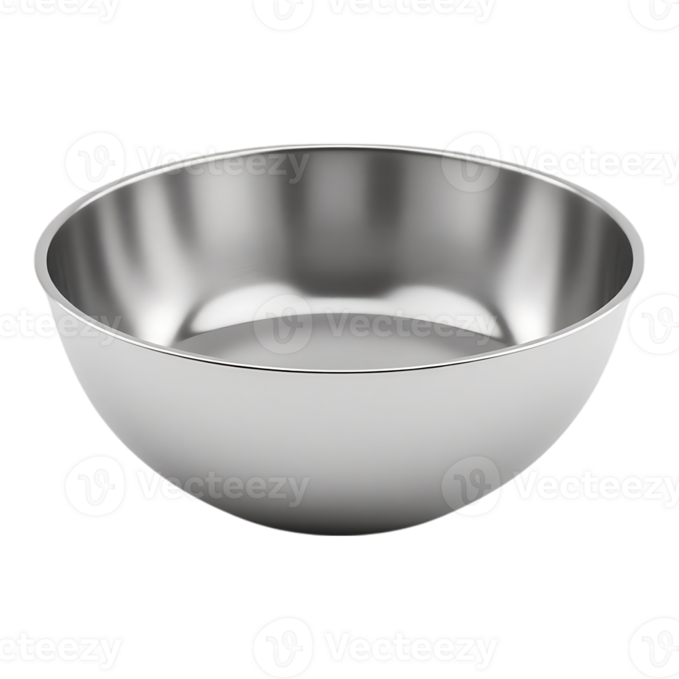 Shiny Stainless Steel Bowl Isolated on Transparent Background png