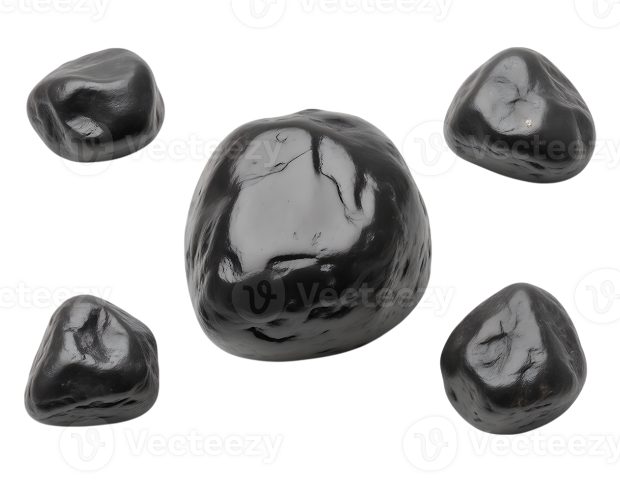 Glossy Black Stones on Transparent Background png