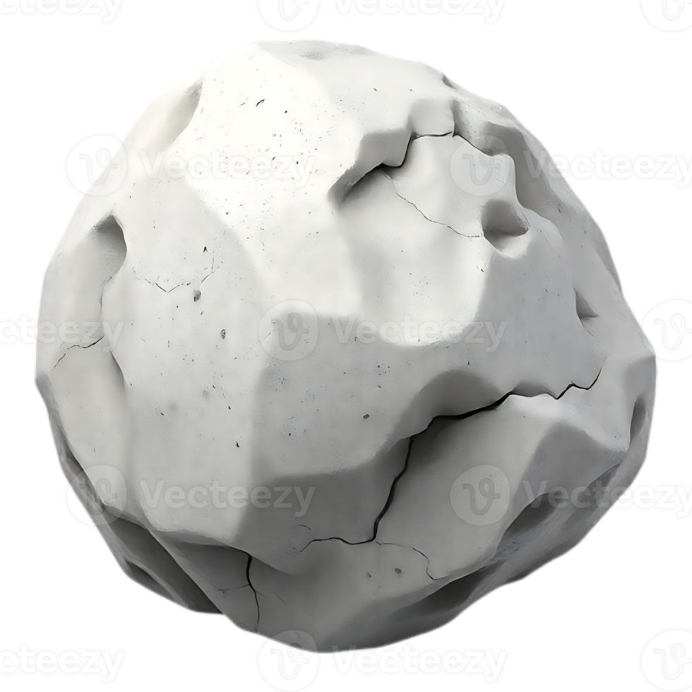 Textured White Stone Orb with Cracks and Irregular Surfaces png