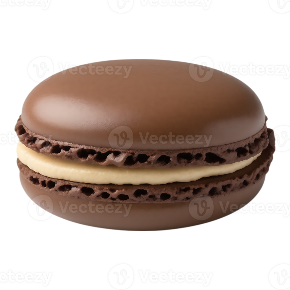 Chocolate Macaron Cookie with Cream Filling png