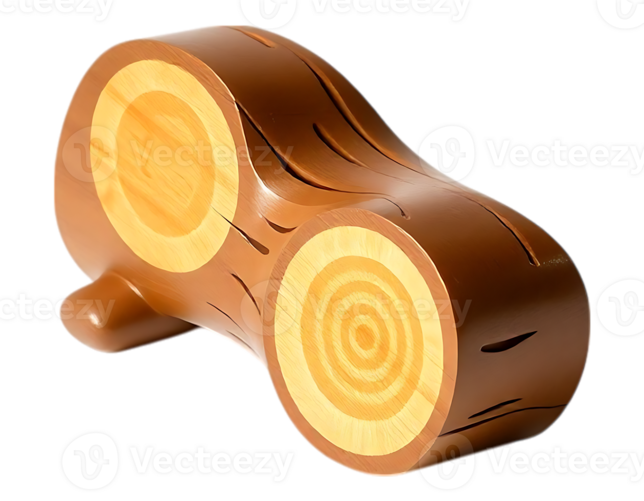 Wooden Log Sculpture with Detailed Grain and Naturalistic Aesthetics png