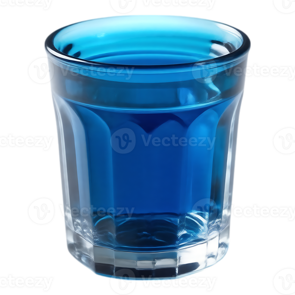 Glass of Blue Liquid Refreshing Drink in a Clear Tumbler png