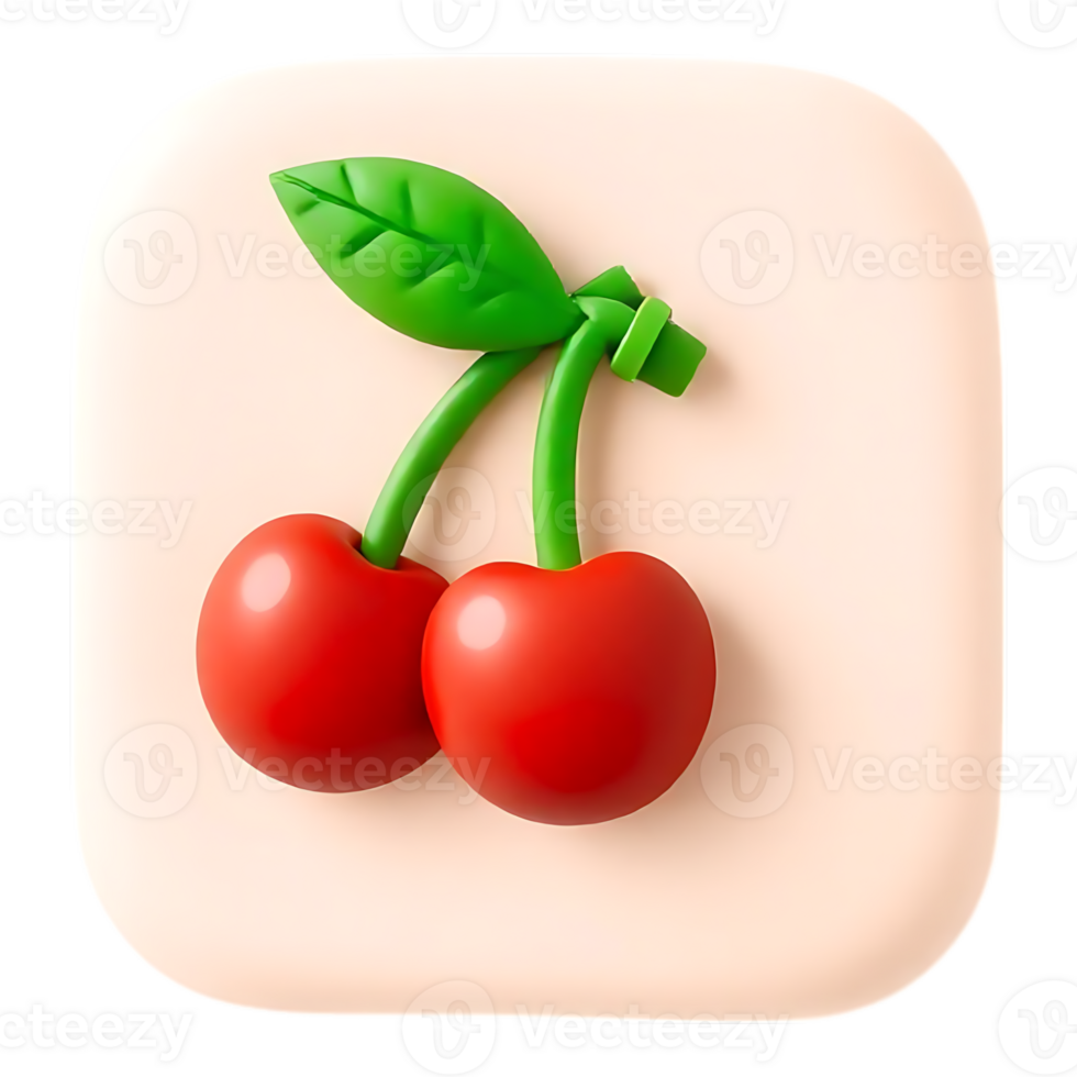 App Icon of Red Cherries with Green Leaves png