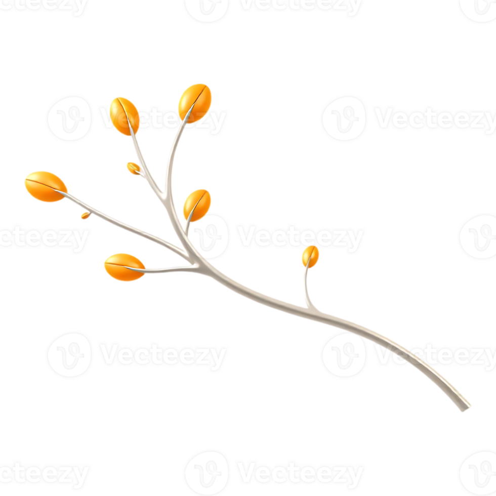 Delicate Branch with Orange Fruit-like Elements png