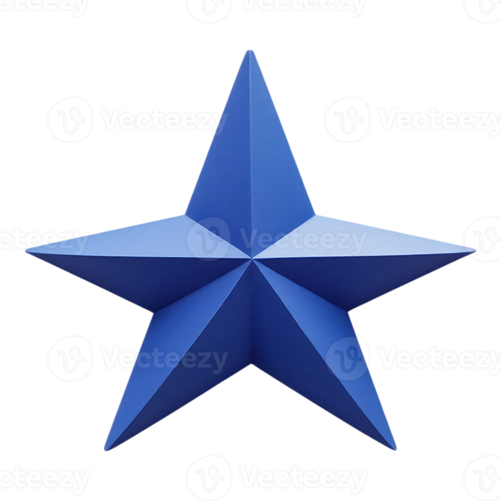 Blue 3D Star Icon on Transparent Background png