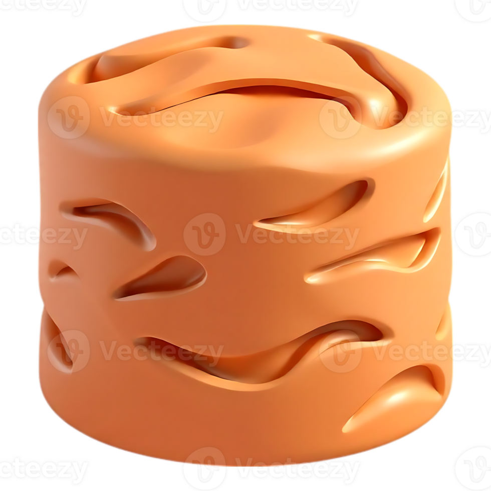 Abstract 3D Cartoon Orange Cylinder with Slits png