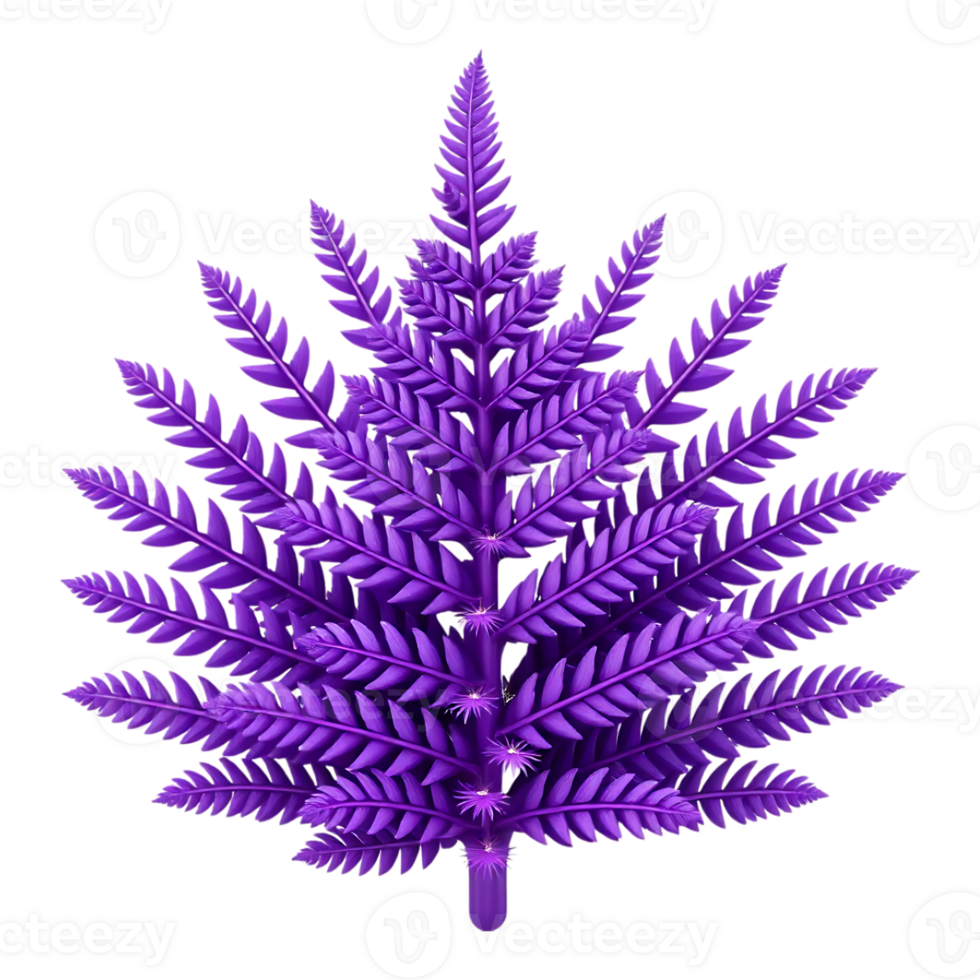 Vibrant Purple Fern Leaf Rendered on Transparent Background png