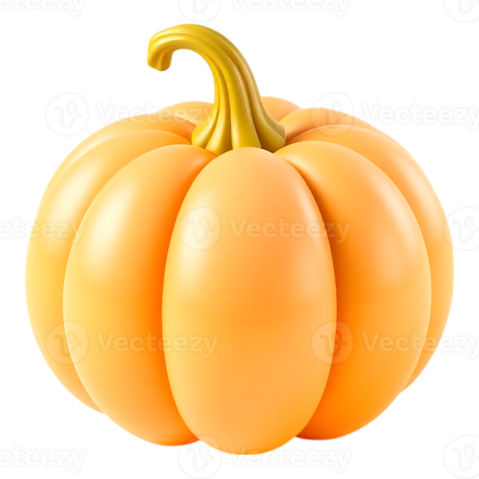 3D Rendered Pumpkin Illustration with Stem, Isolated on Transparent Background png
