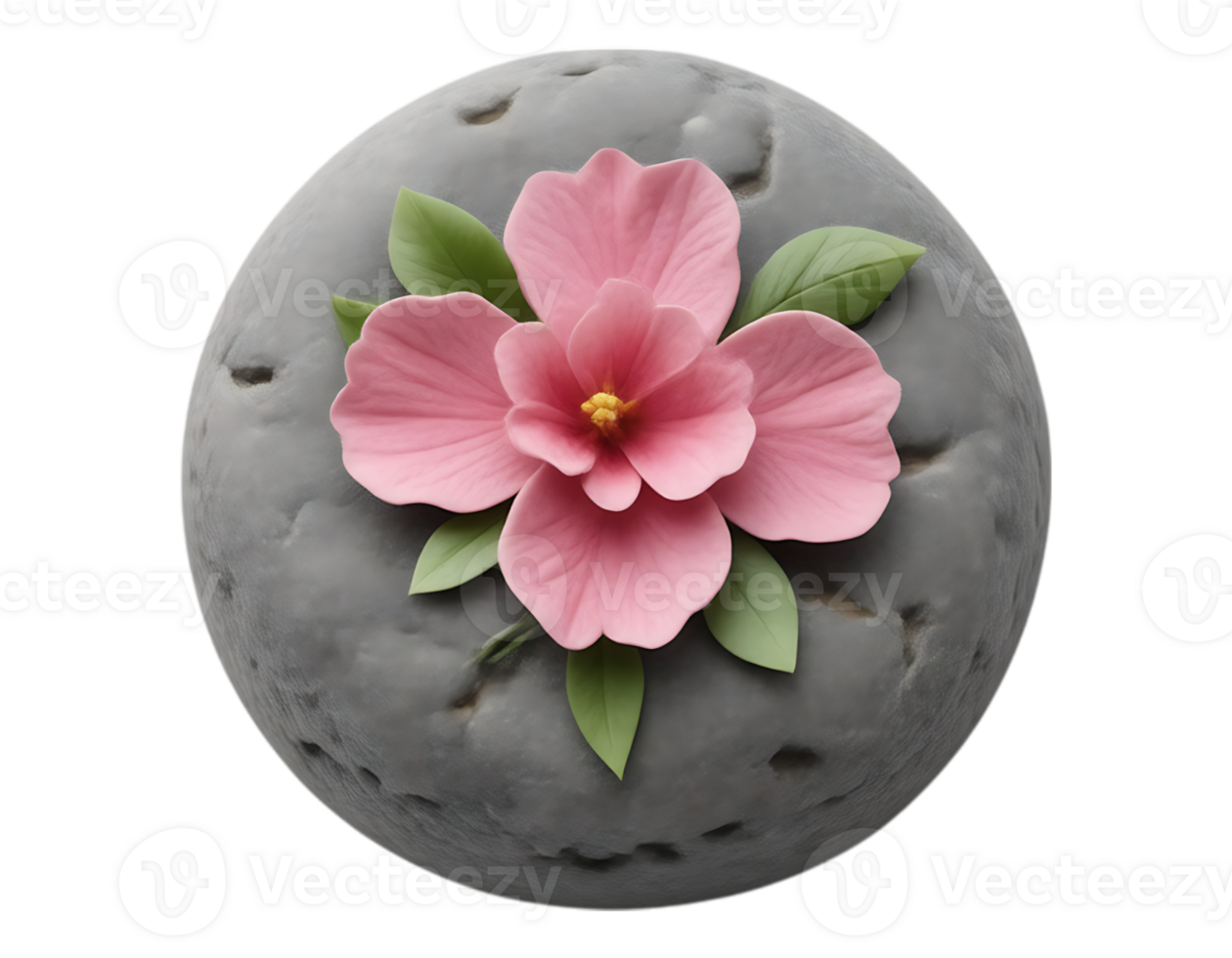 Pink Flower Sculpture on Stone png