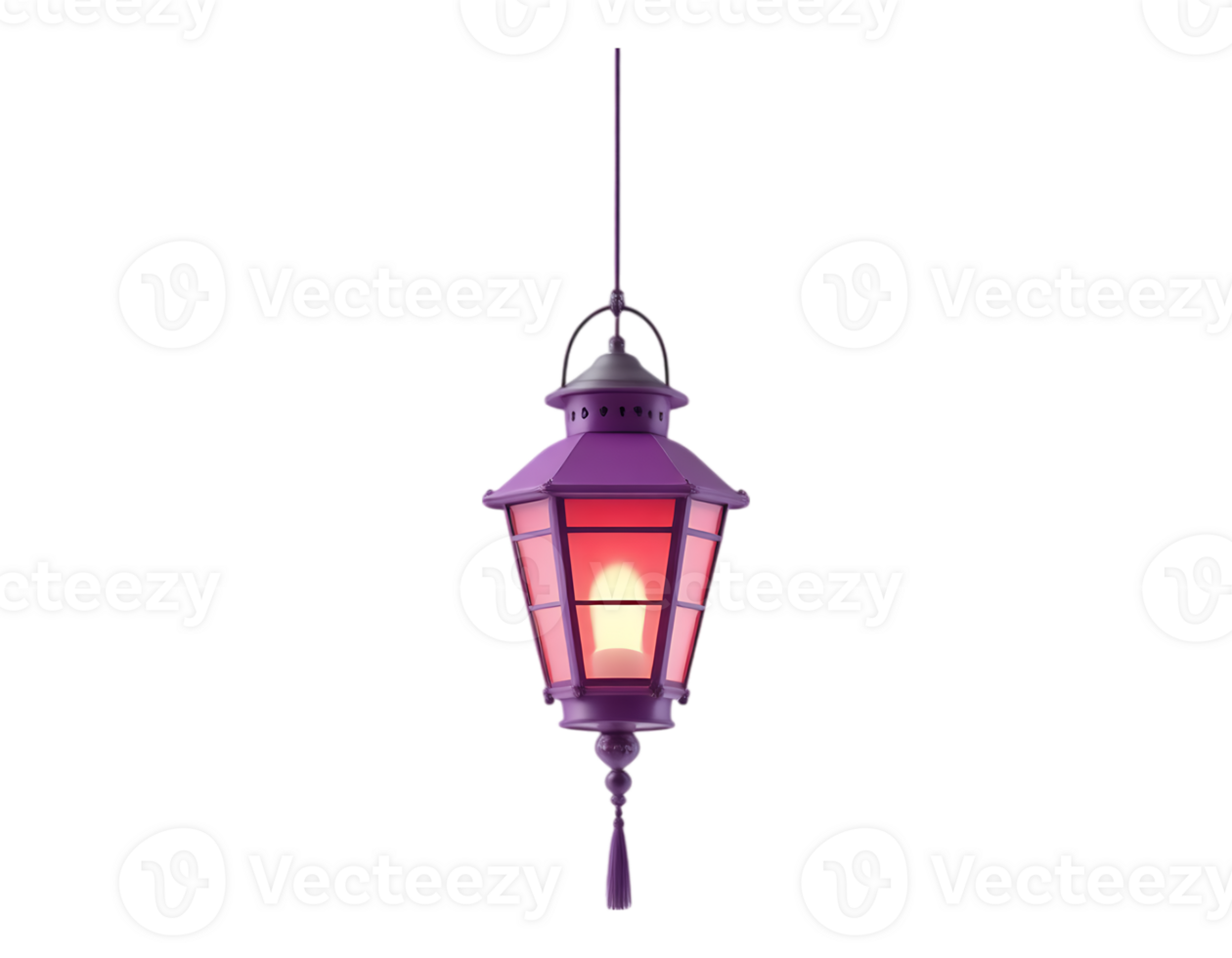 Purple Ramadan Lantern Hanging with Light png