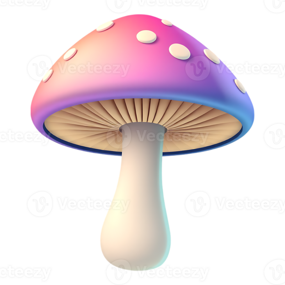 Vibrant 3D Cartoon Mushroom with Polka Dots png