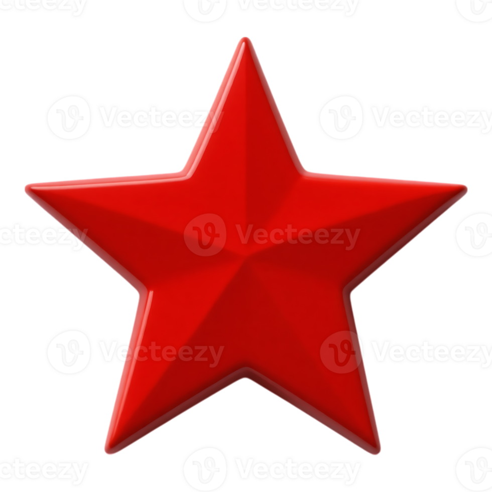 3D Red Star with Transparent Background png