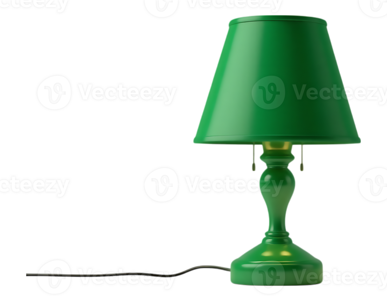 Green Table Lamp with Shade, Isolated on Transparent Background png