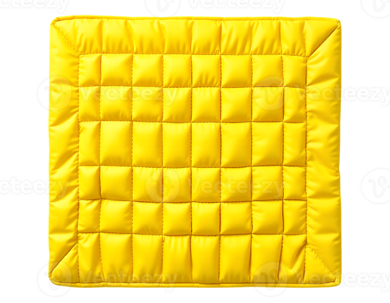 Yellow Square Quilted Cushion with Puff Stitching png