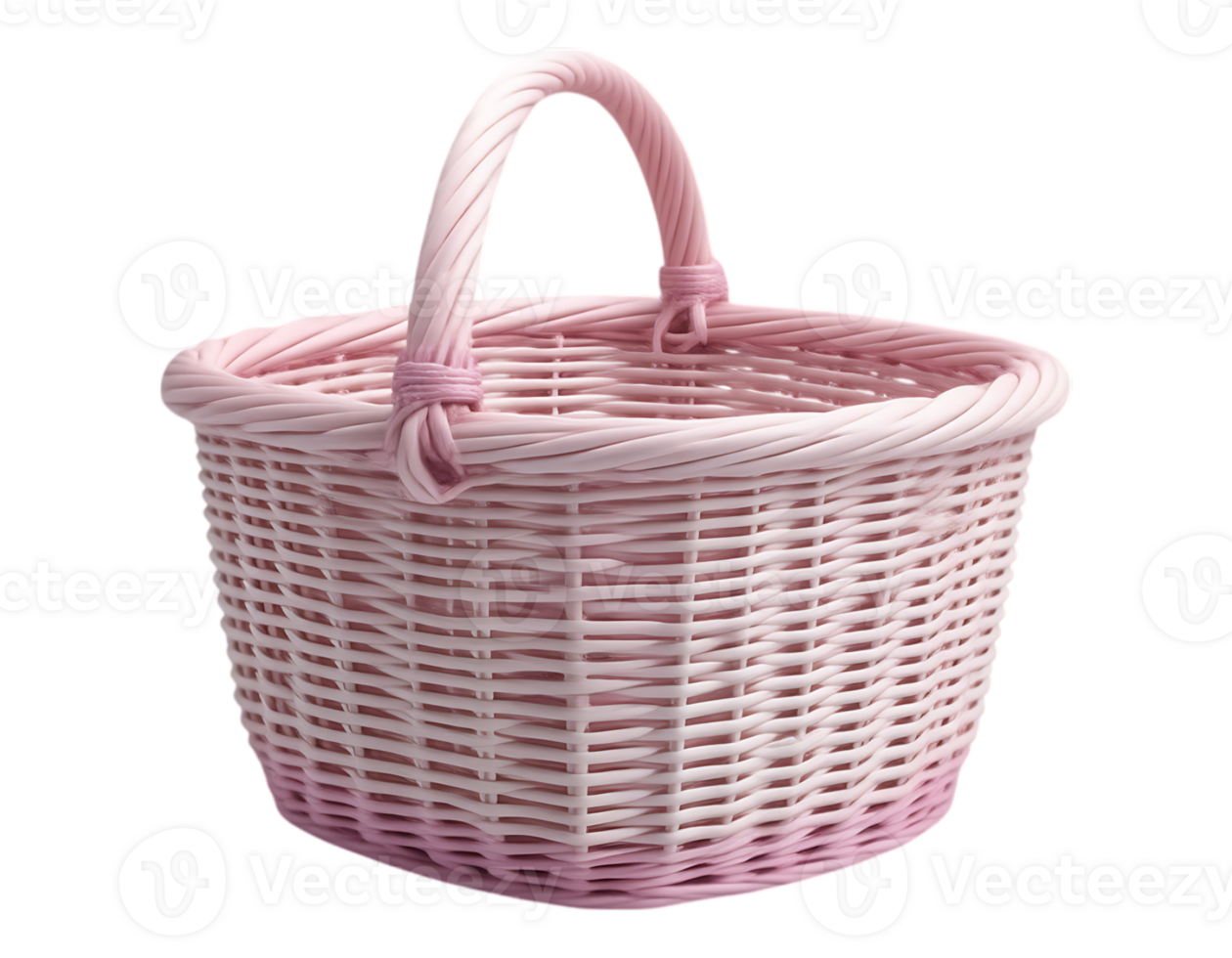 Pink Wicker Basket with Handle png