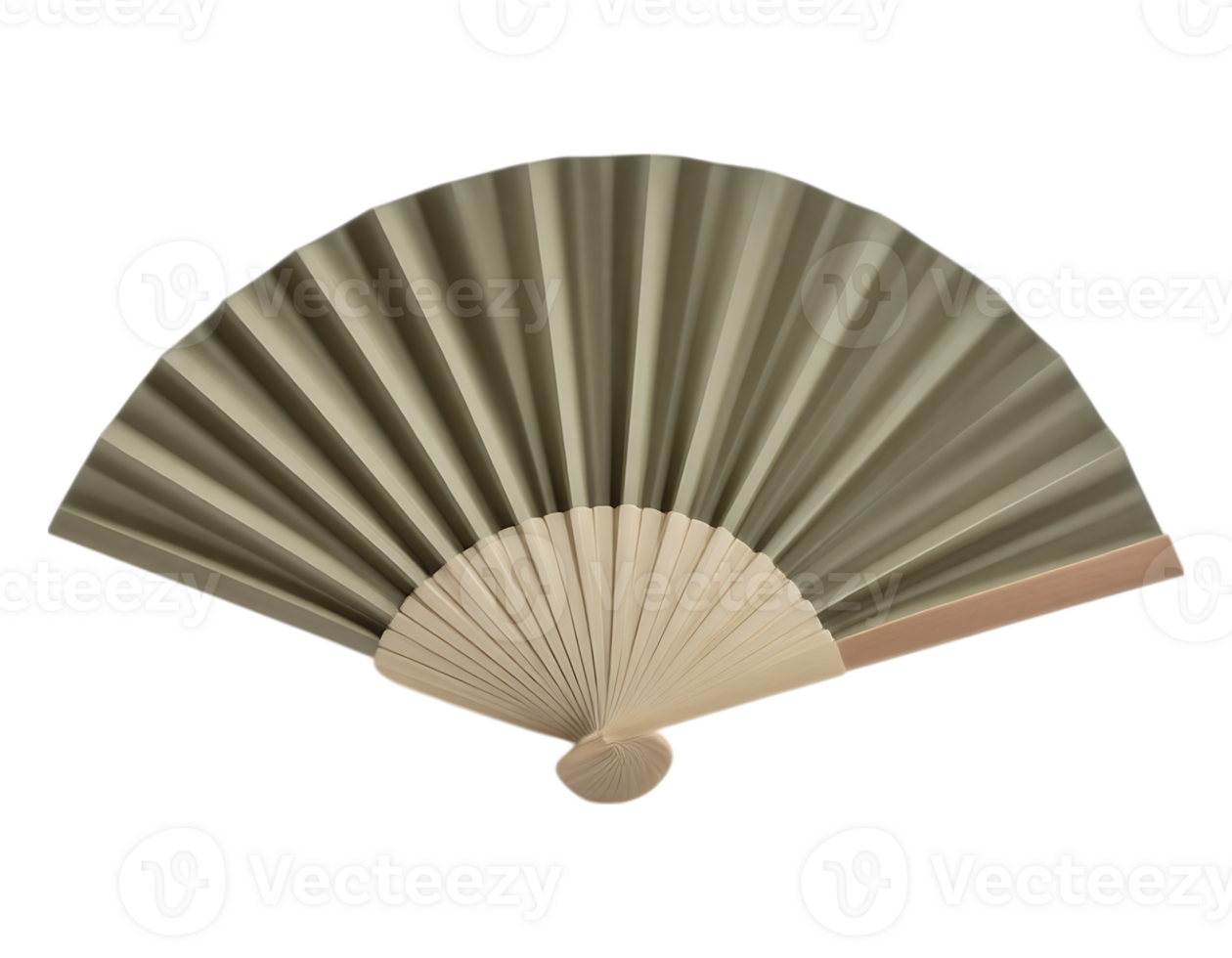 Elegant Japanese Hand Fan with Beige Tones png