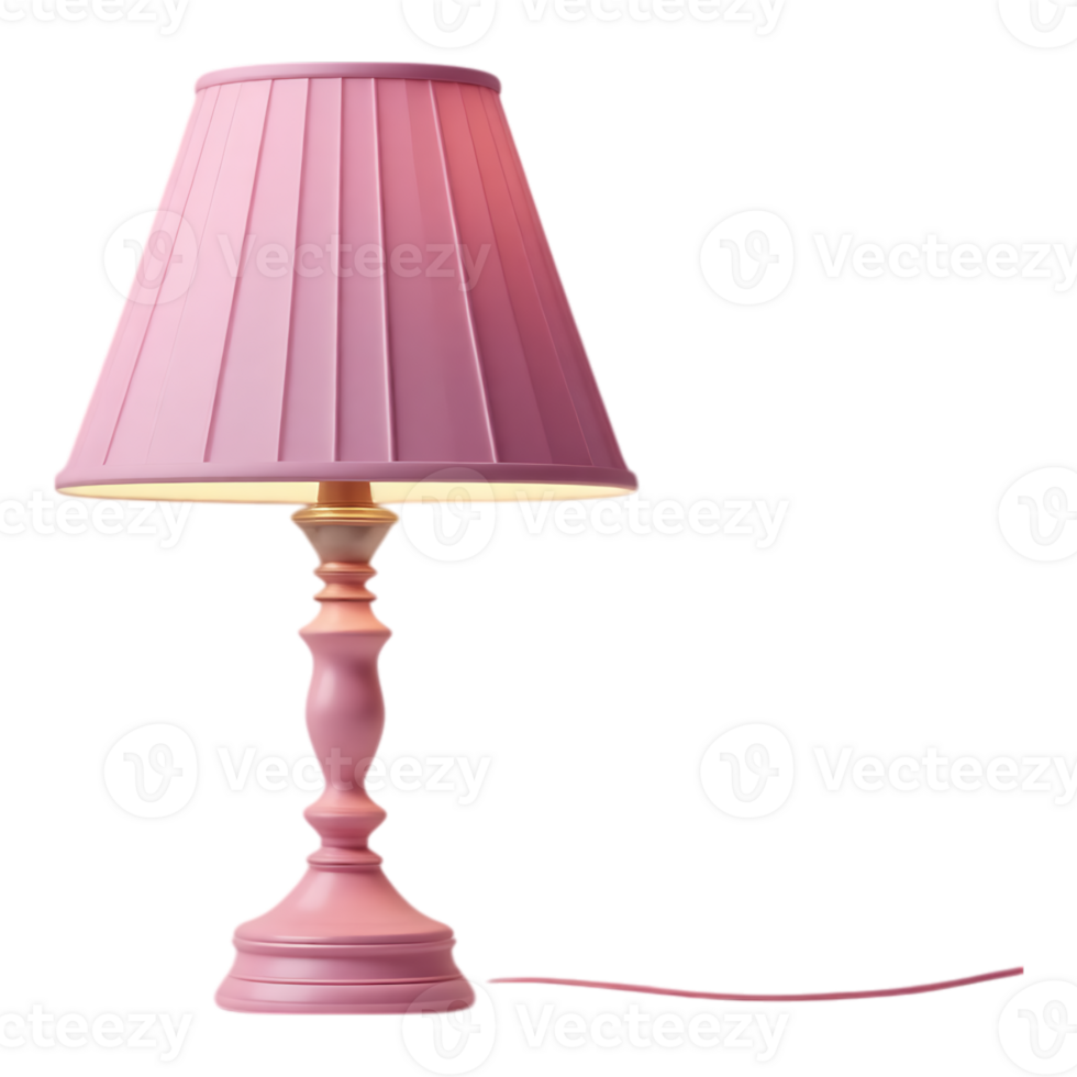 Elegant Pink Table Lamp with Pleated Shade png