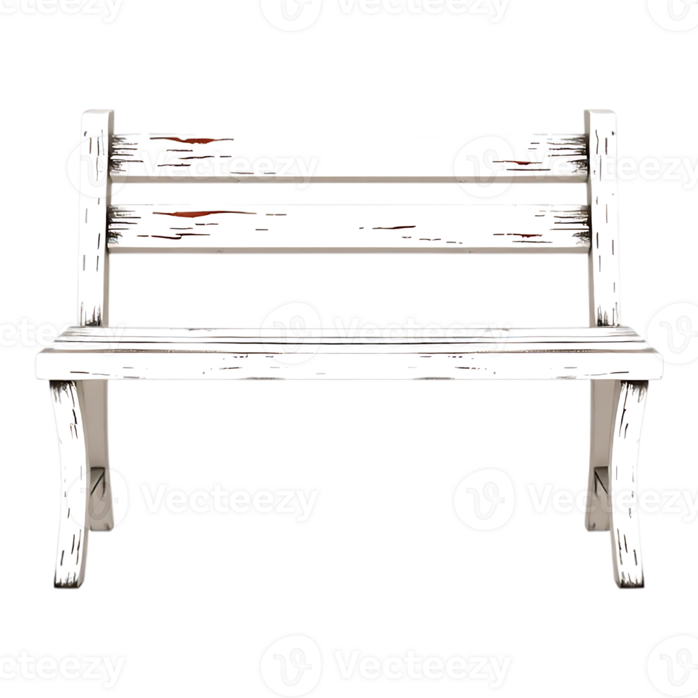 Weathered White Wooden Bench png