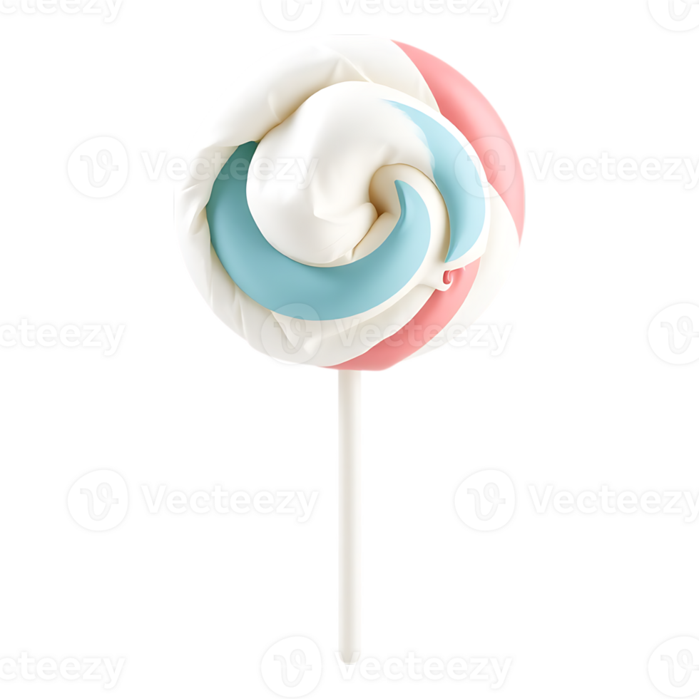 Swirl Lollipop with Blue and Pink Accents on White Stick png