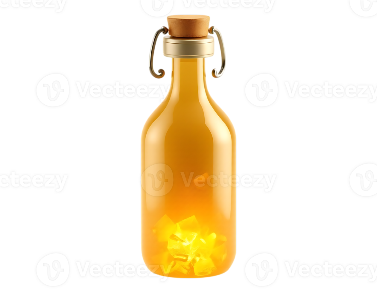 Juice Bottle with Ice Cubes Refreshing Beverage Illustration png