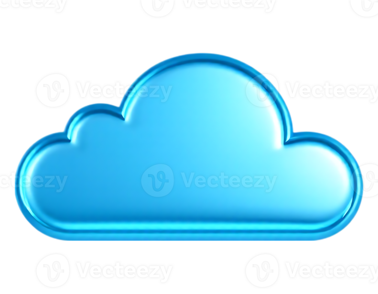 Glossy Blue Cloud Icon on Transparent Background png