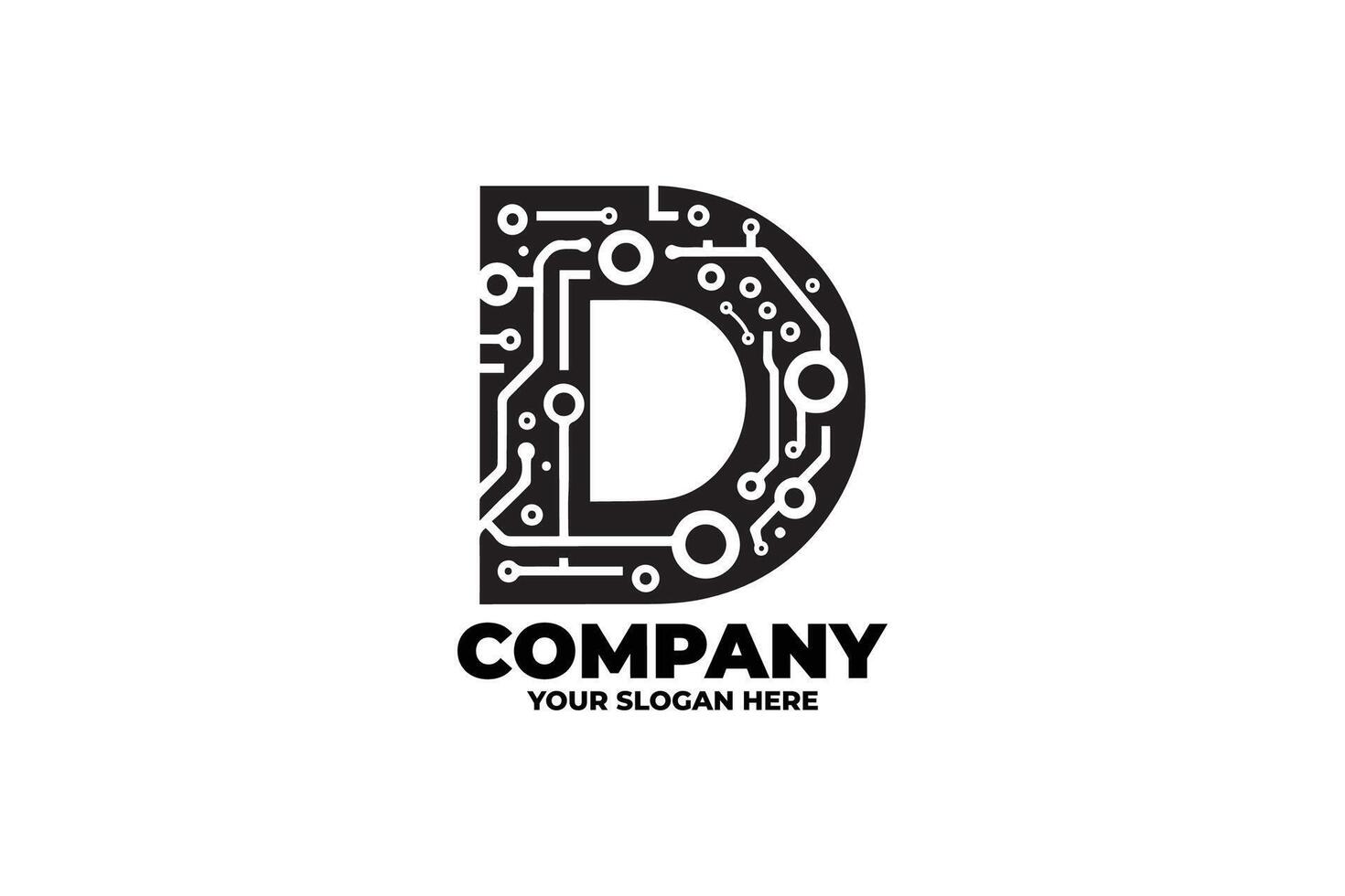 Monogram Letter D Logo with Node Elements vector