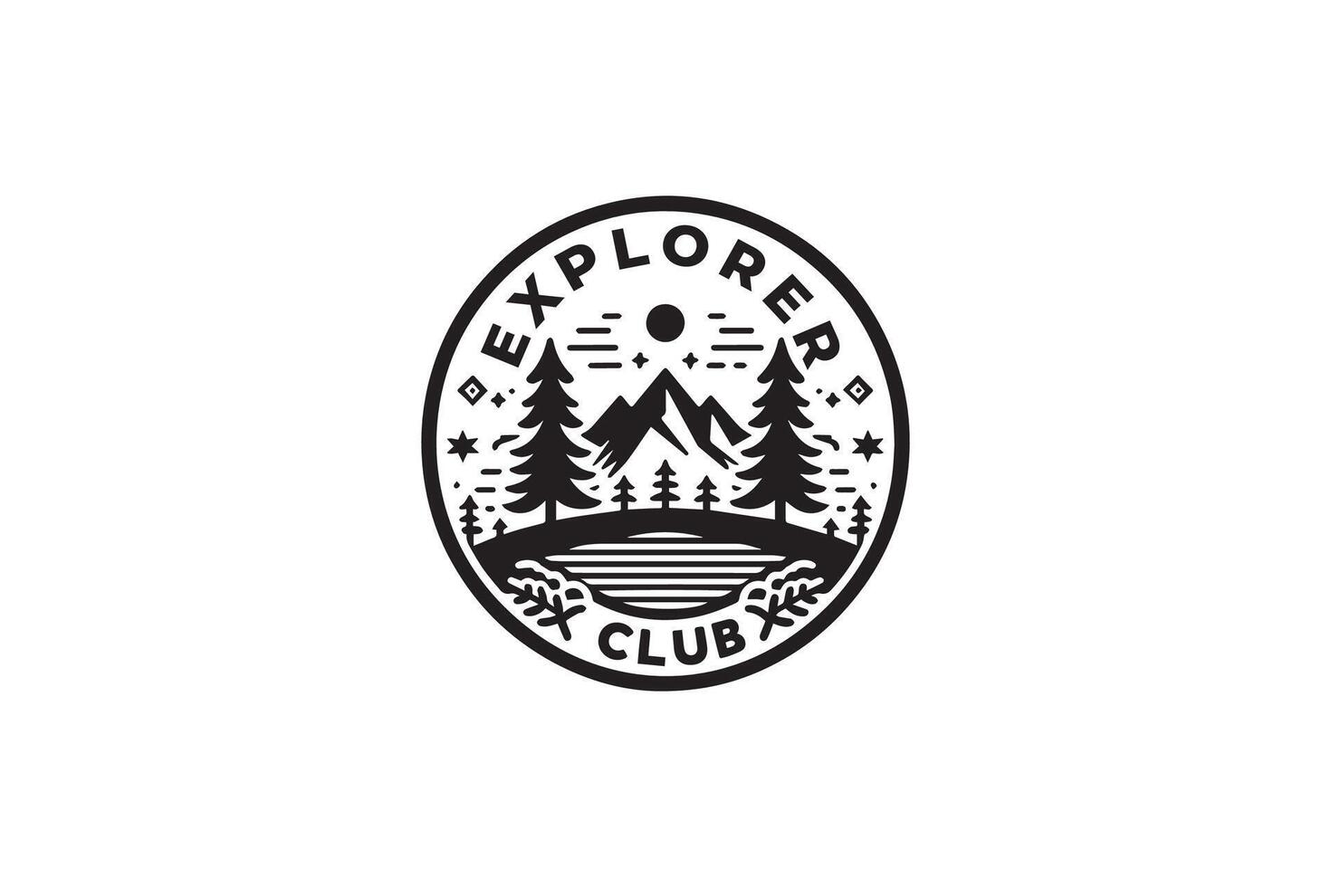 Black and White Nature of Explorer Club Logo vector