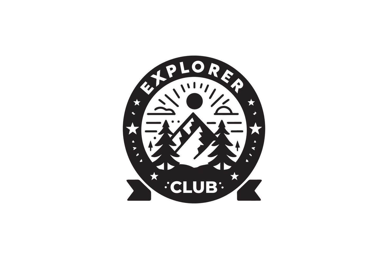 Retro Mountain of Explorer Club Badge Logo vector