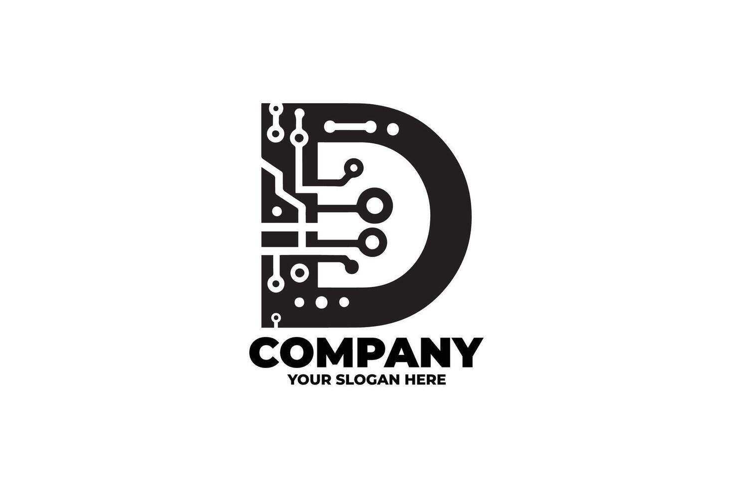 Minimalist Black and White Letter D Tech Logo vector