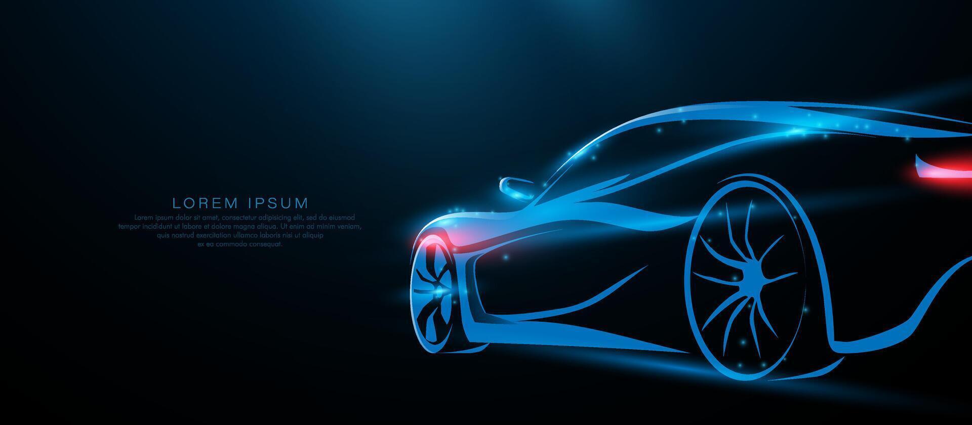 Sports car fast motion. Low angle side view. Sports car vehicle silhouette vector
