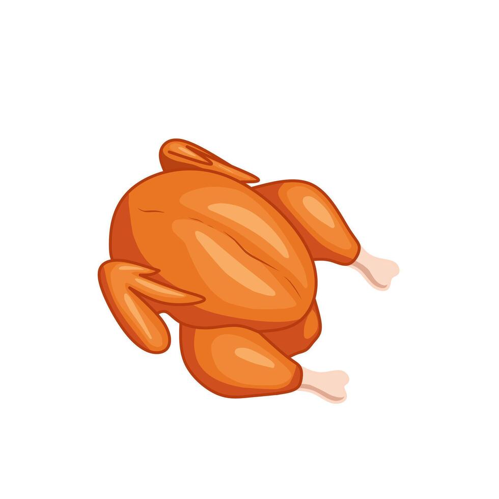 illustration of a roasted chicken facing left. Flat cartoon style food perfect for menus, cooking apps, and festive holiday designs vector
