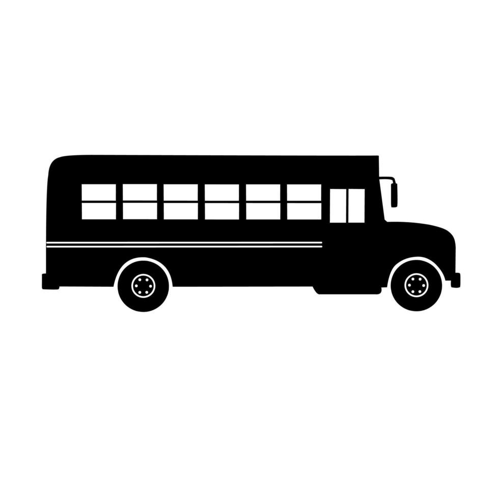 Black silhouette of school bus icon. illustration suitable for education, transportation, school logistics, children travel, or public vehicle concepts vector