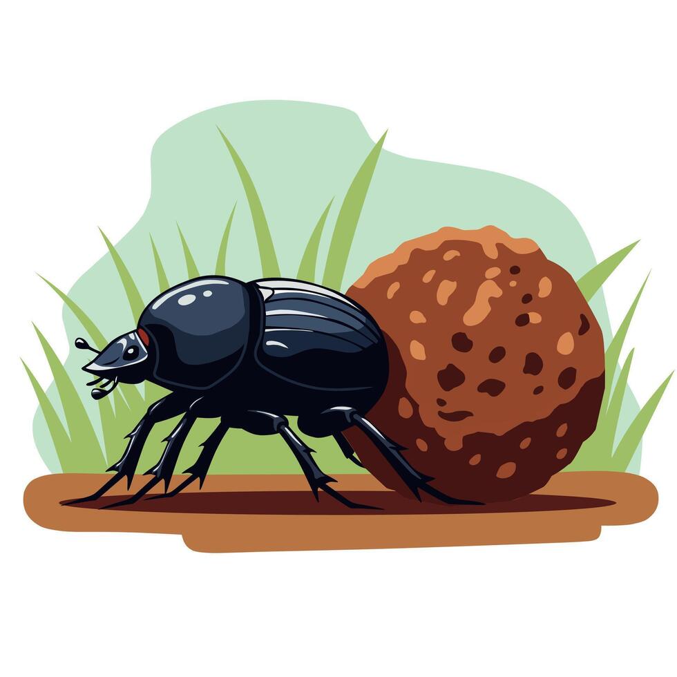 Dung beetle with ball vector