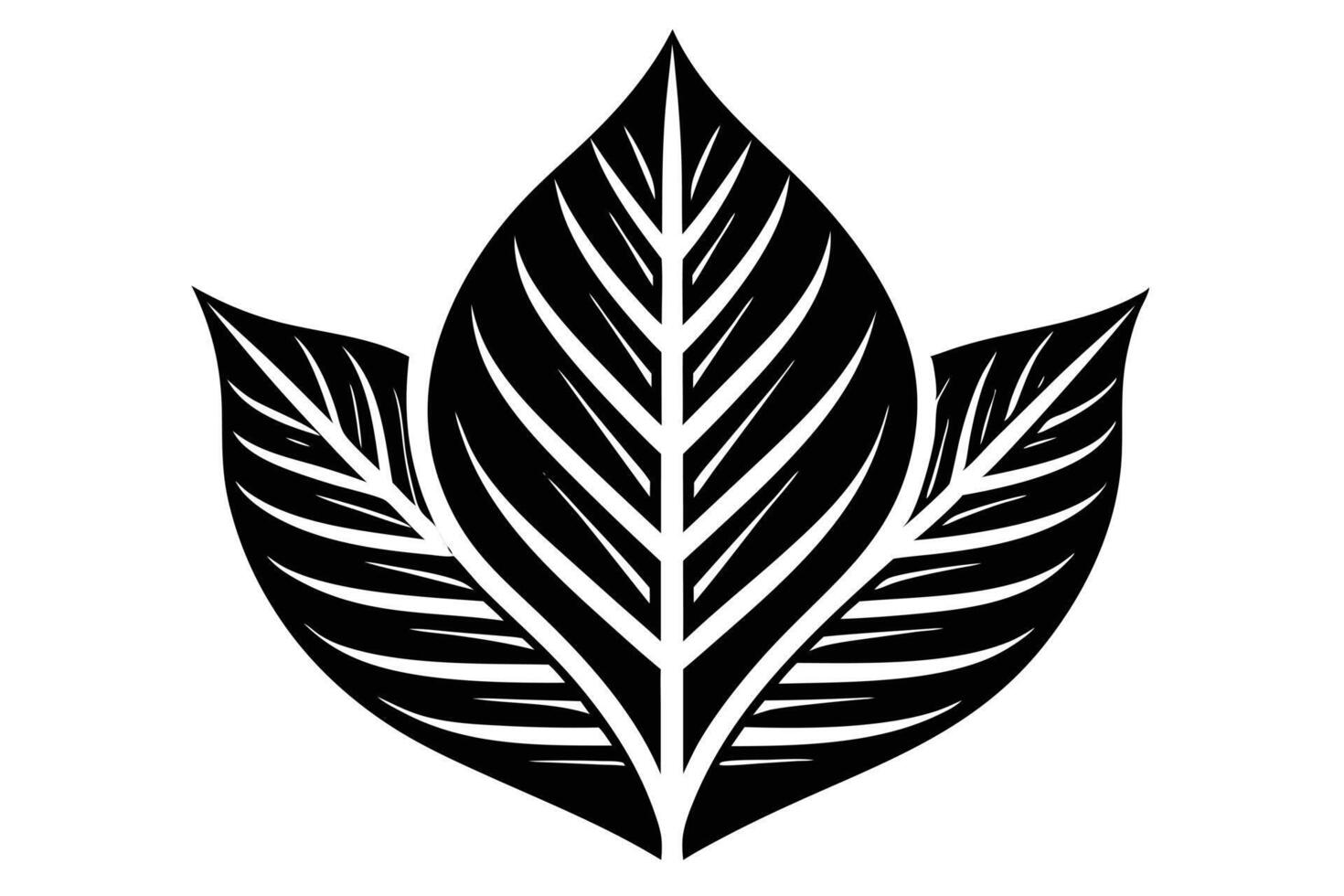 Elegant Black and White Stylized Tobacco Leaves Design, Symbolic of Natures Strength and Serenity, Isolated on White Background vector