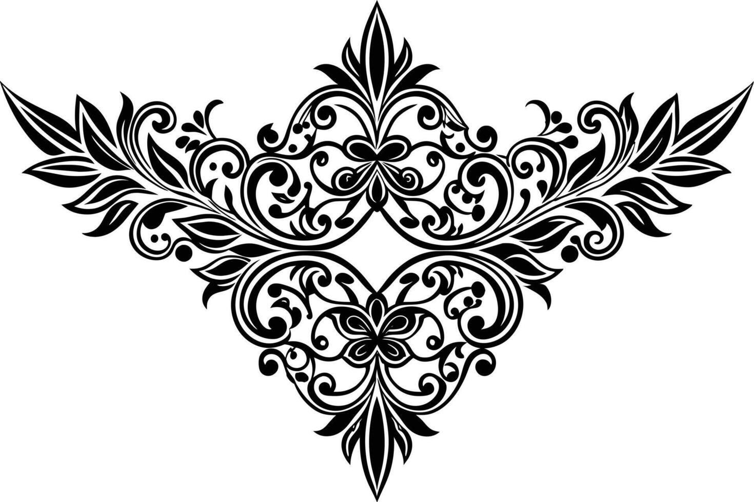 Elegant Black and White Floral Damask Design Intricate Swirls and Flourishes for Wedding Invitations, Elegant Stationary vector