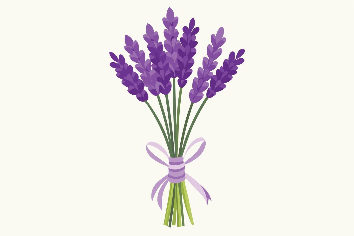 A lovely bunch of purple lavender flowers tied with a ribbon. vector