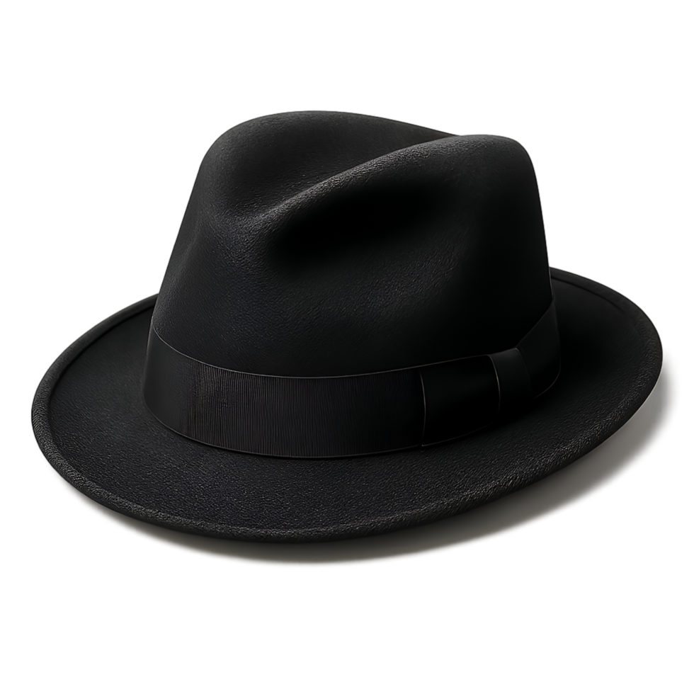 Elegant Black Fedora Hat Fashionable Headwear png