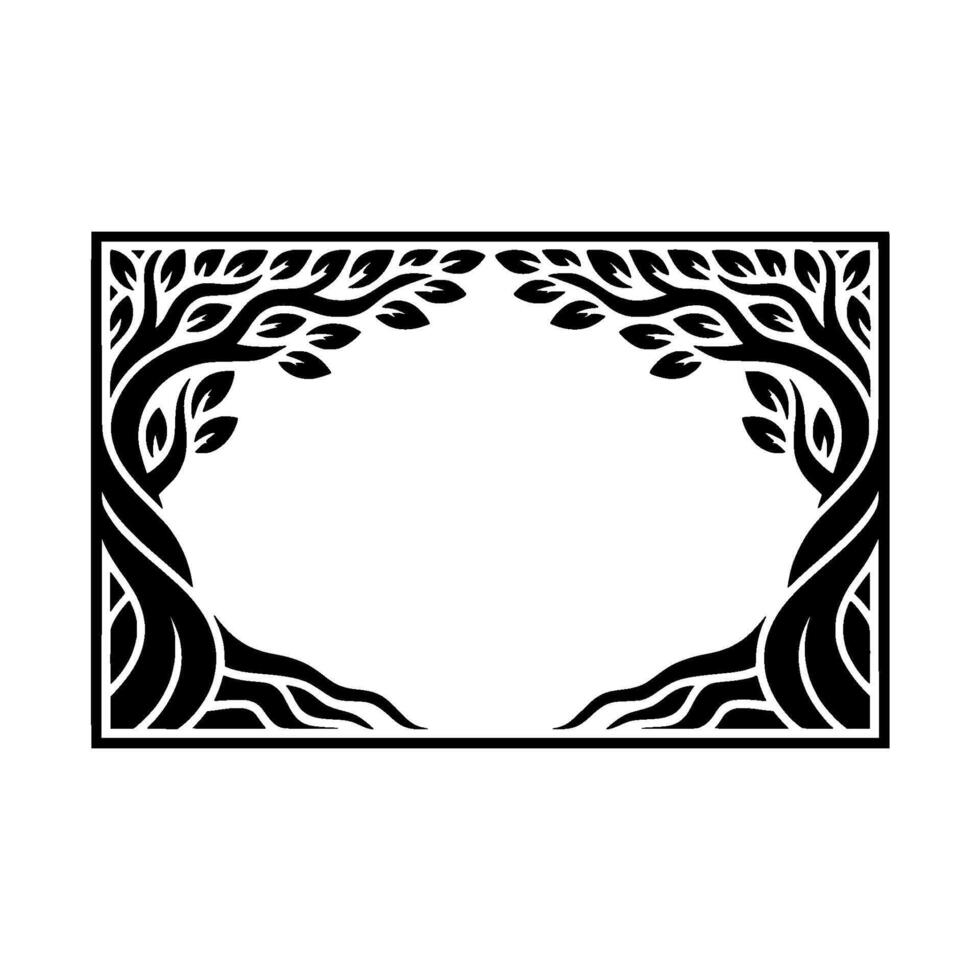 Stylized Tree Frame, Elegant Botanical Border, Vintage, Trees vector