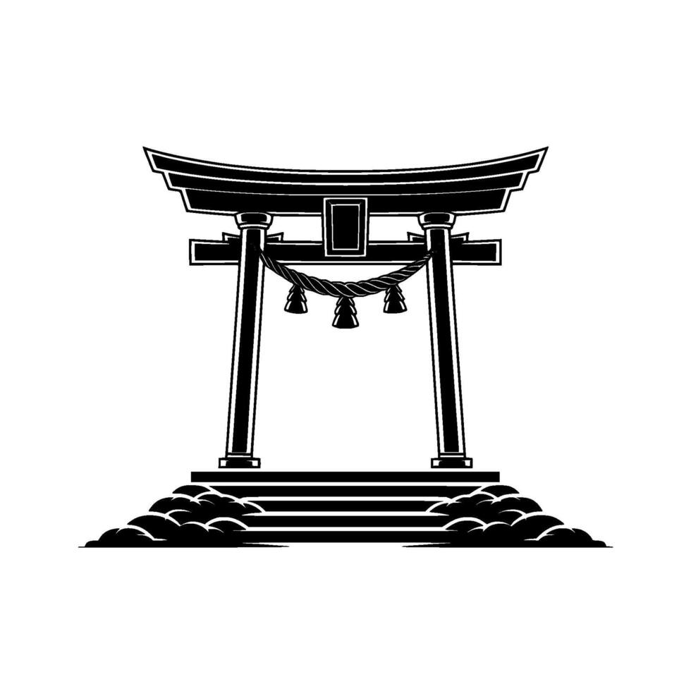 Serene Torii Gate, Minimalist Japanese Symbolism vector