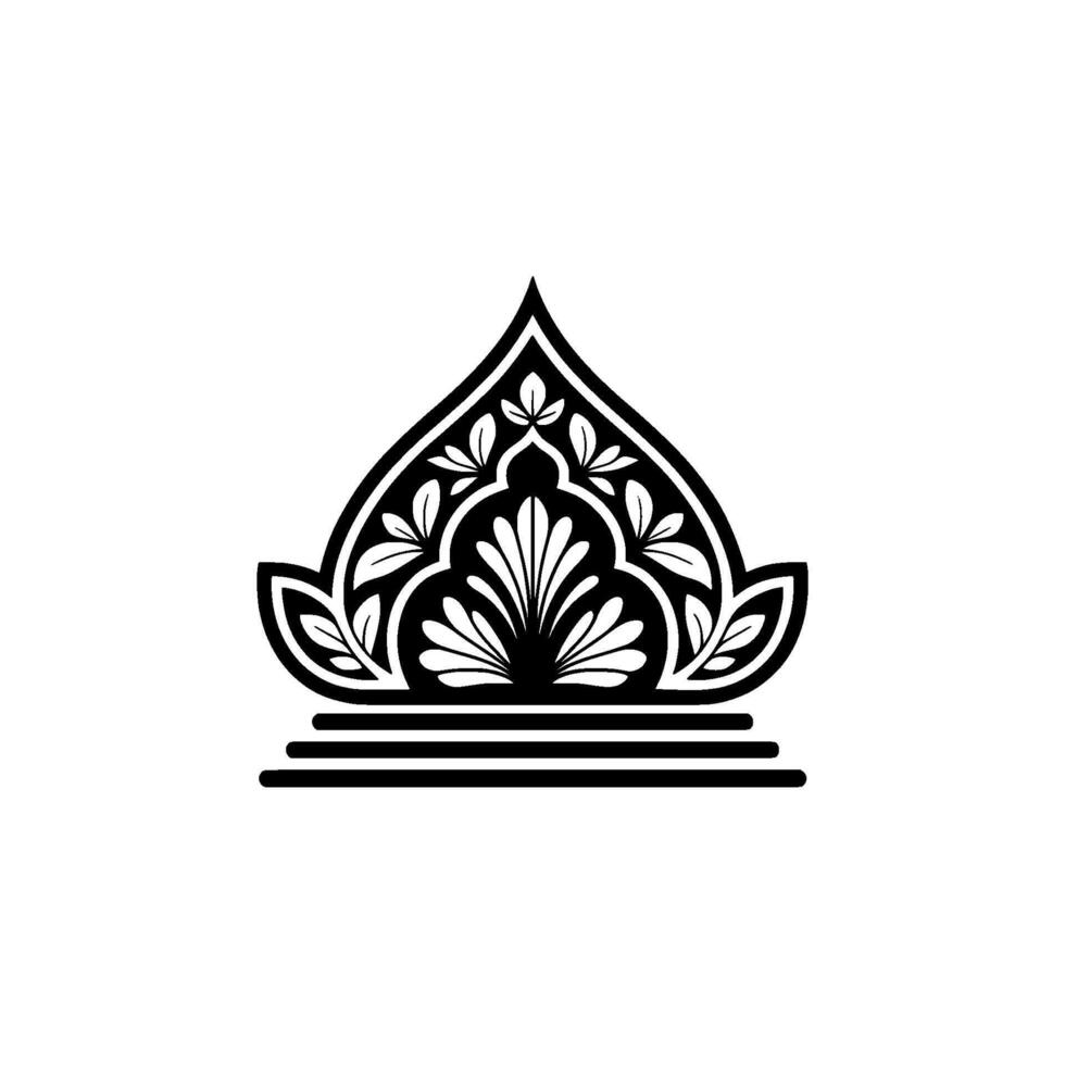 Intricate Black White Islamic Ornament, Royal Crest vector