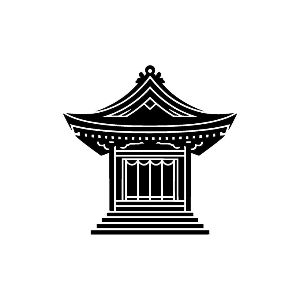 Minimalist Japanese Temple, Geometric vector