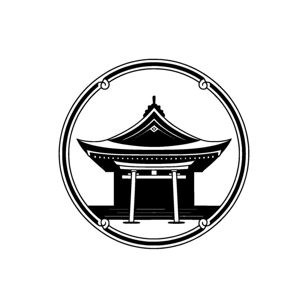 Japanese Torii Gate Emblem, Minimalist, Symbol vector