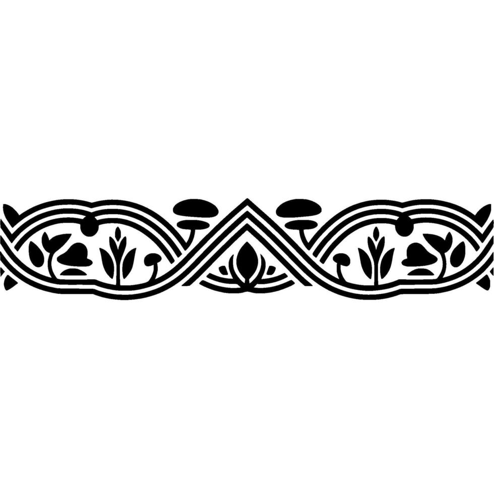 Elegant Black Botanical Border, Vintage, Ornament vector