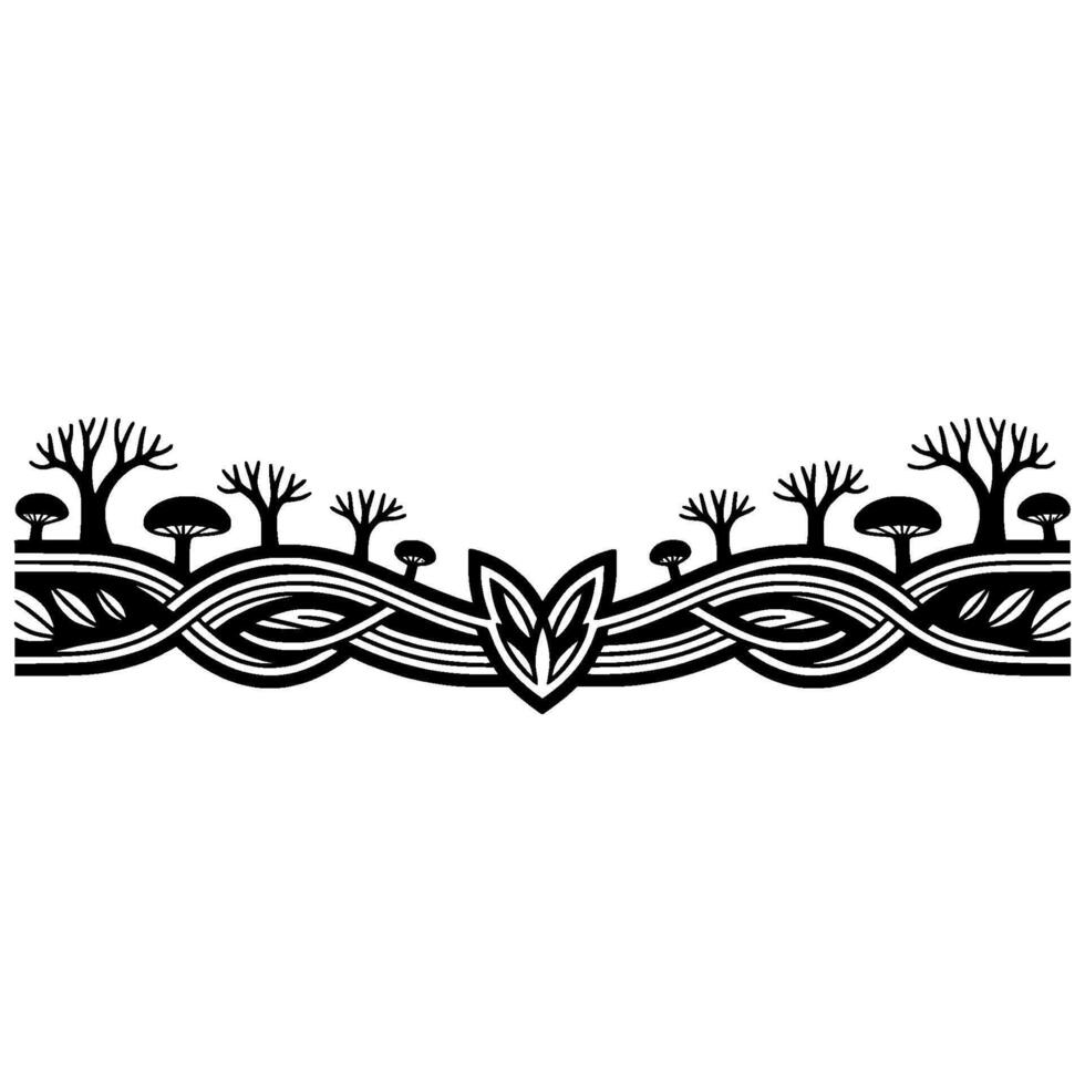 Woven Forest Border, Celtic, Minimalist Illustration vector