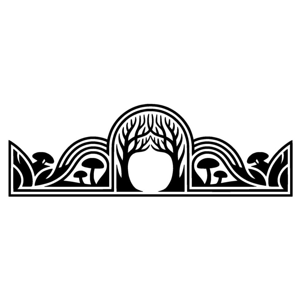 Art Nouveau Forest Emblem - Botanical Border vector