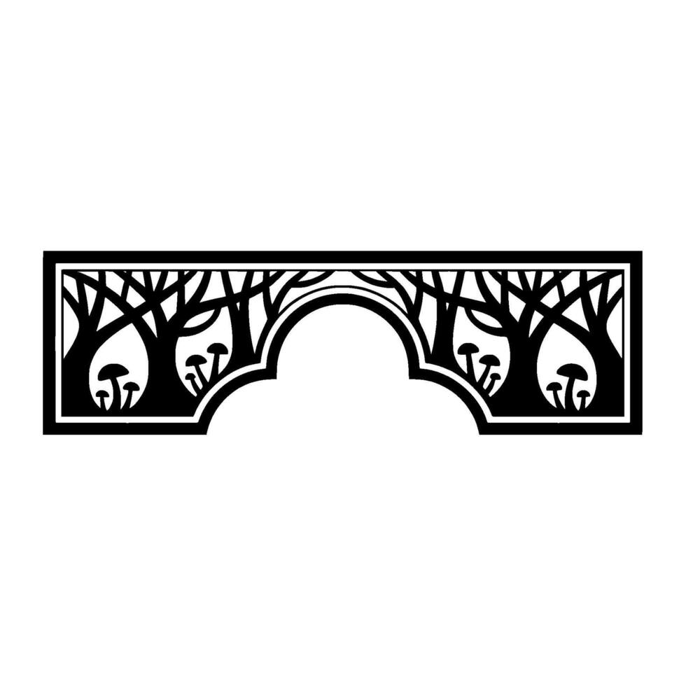 Enchanted Forest Archway, Stylized Black White vector