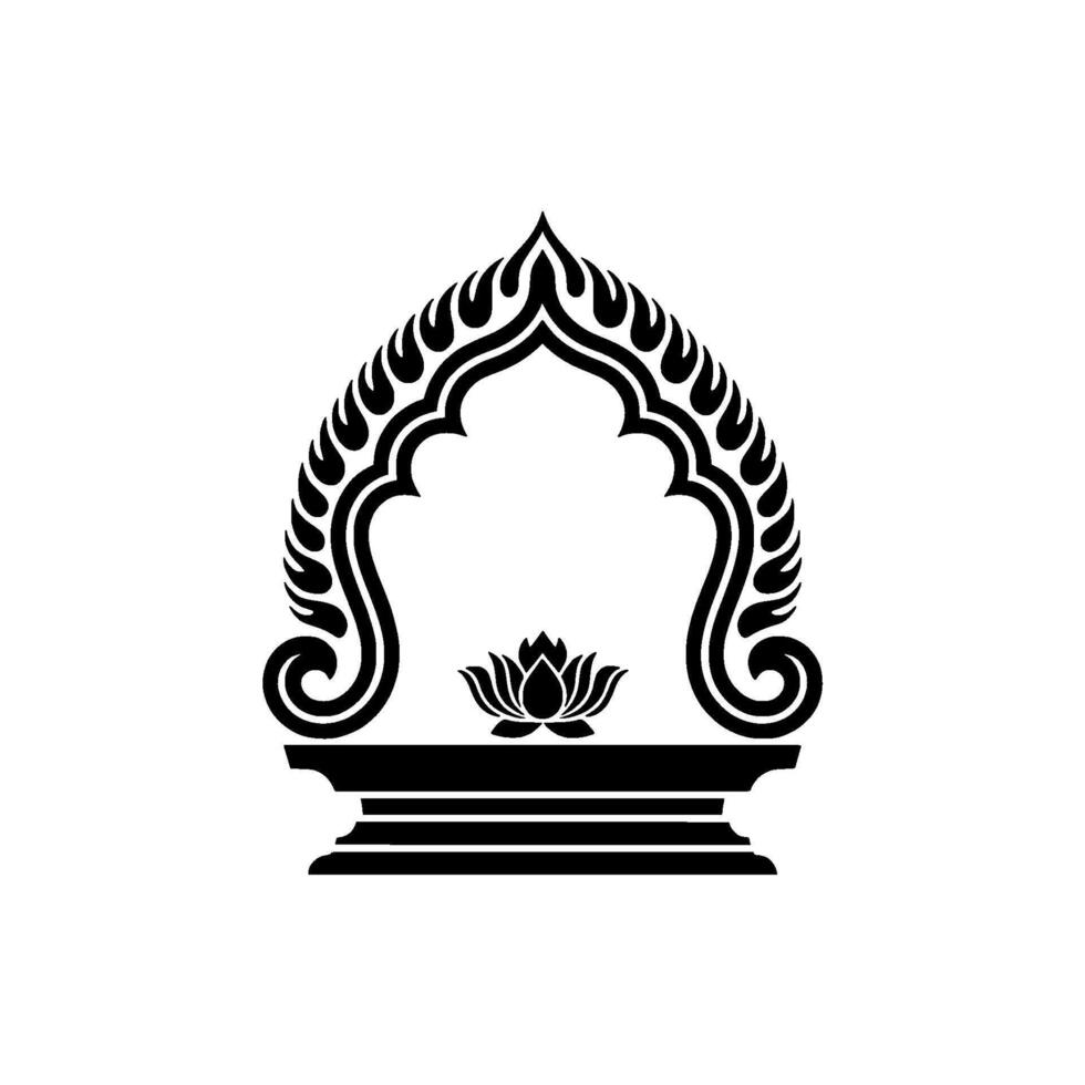 Sacred Archway, Intricate Floral Emblem, Spiritual Symbol vector
