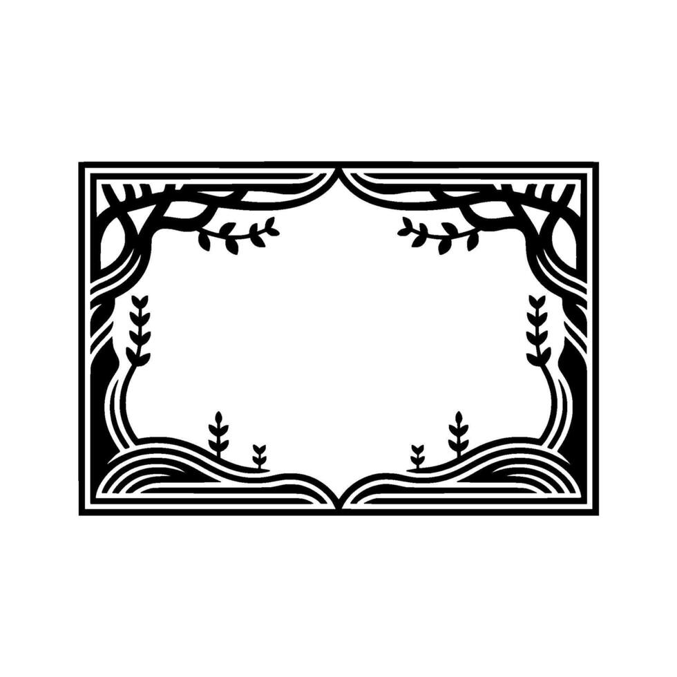 Elegant Botanical Frame, Art Deco Style, Ornament vector