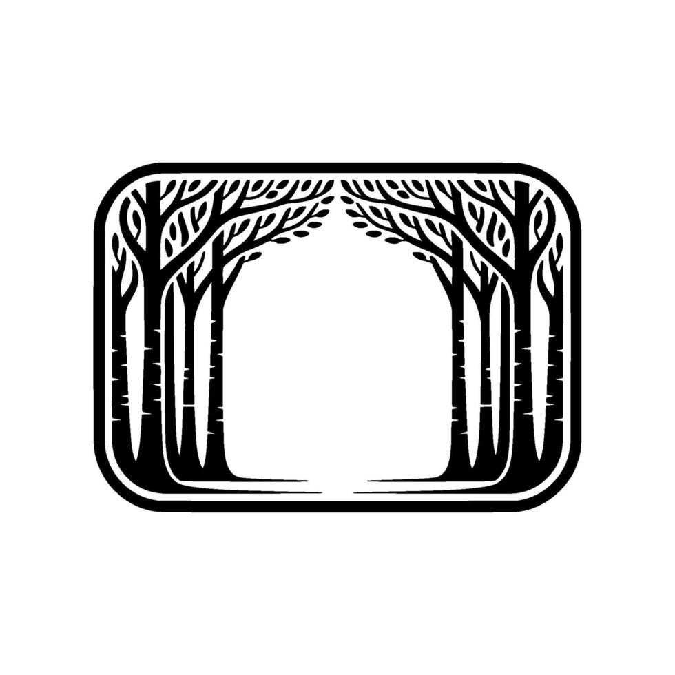 Black Forest Archway, Minimalist Woodland Silhouette vector